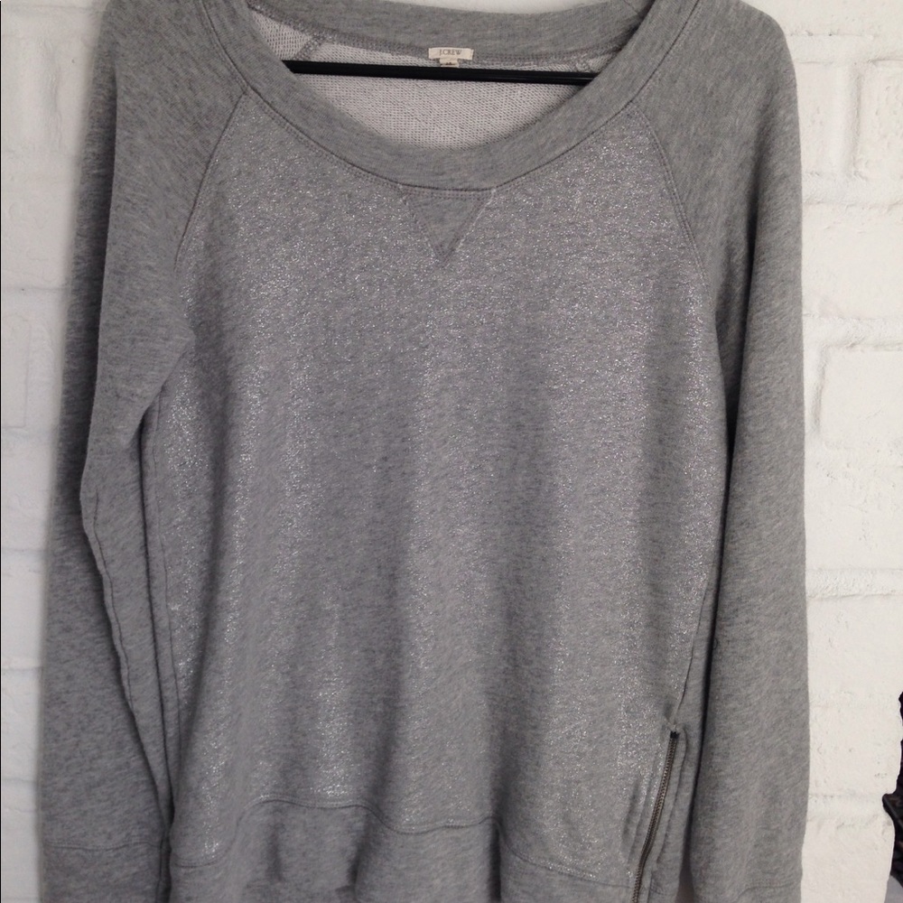 J Crew grey Sparkle Sweater Sweatshirt Sz medium
